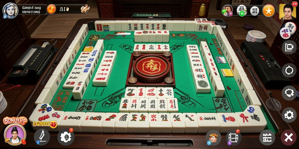 Tampilan gameplay BONUSRP dengan suasana Mahjong yang menarik.