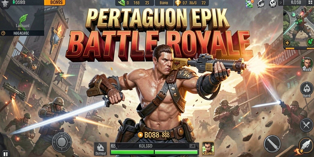 Screenshot utama BOS88 menunjukkan momen seru gameplay Battle Royale.