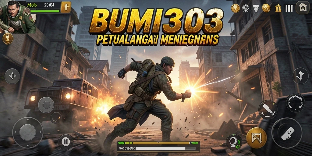 Tangkapan layar BUMI303 menampilkan aksi intens di lapangan tempur.