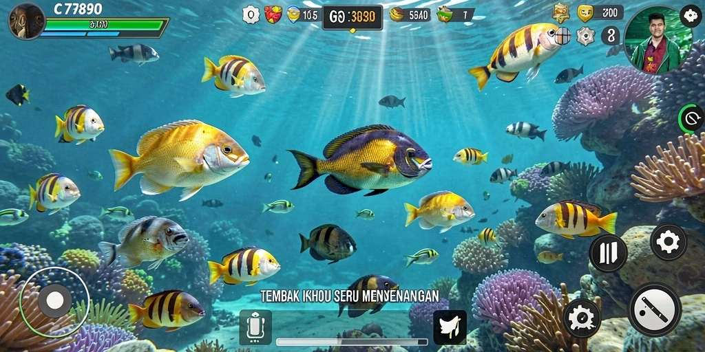 Tampilan gameplay seru dari C7890, tembak ikan dan menangkan hadiah!