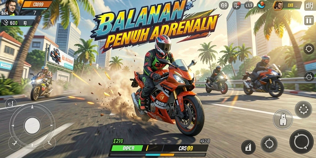 Tampilan balapan motor yang mendebarkan di CRS99.