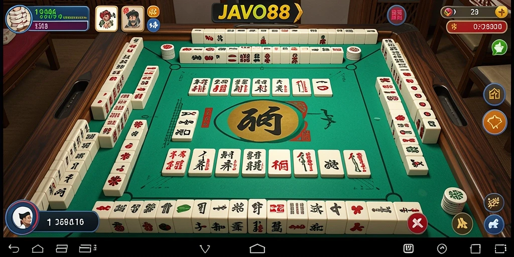 Tampilan menarik permainan JAVO88 dengan ubin Mahjong yang penuh warna.