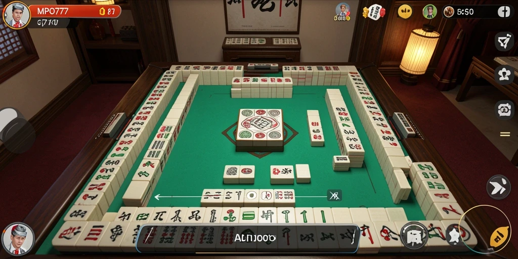 Tangkapan layar gameplay MPO777 yang menunjukkan suasana permainan Mahjong yang seru.