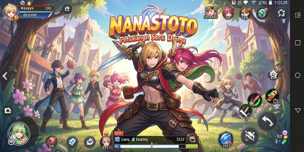 Tampilan gameplay seru NANASTOTO yang penuh aksi dan karakter Anime.