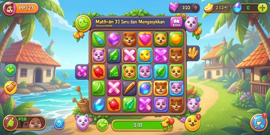 Tampilan gameplay PP123 dengan permata warna-warni yang seru.