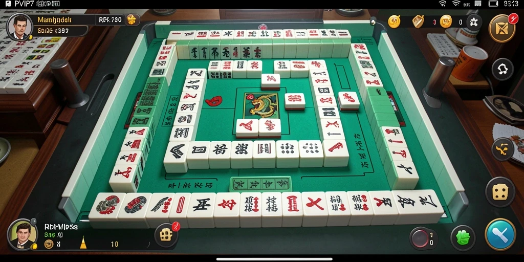 Tampilan gameplay RPVIP7 dengan ubin Mahjong yang berwarna-warni.