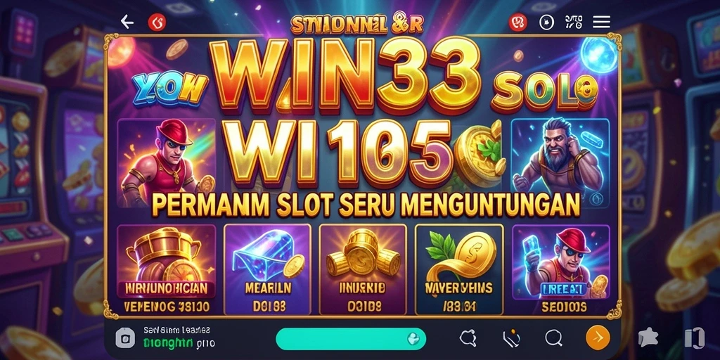 Screenshot gameplay slot WIN33 menampilkan keseruan putaran dan kemenangan.